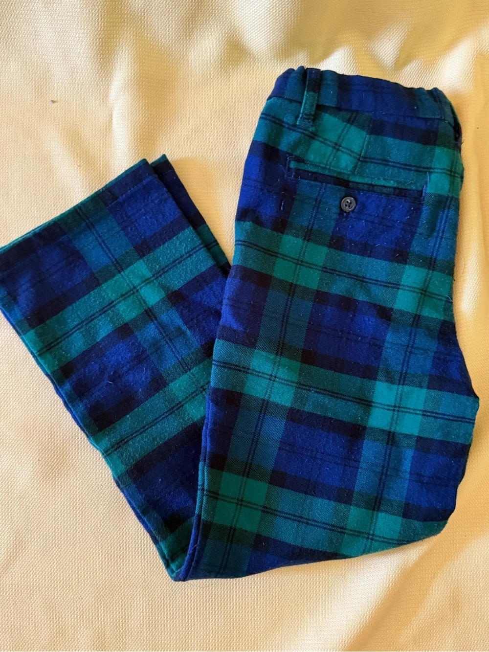 Gymboree Boys Green & Navy Plaid Vest, Pants & Cap Set